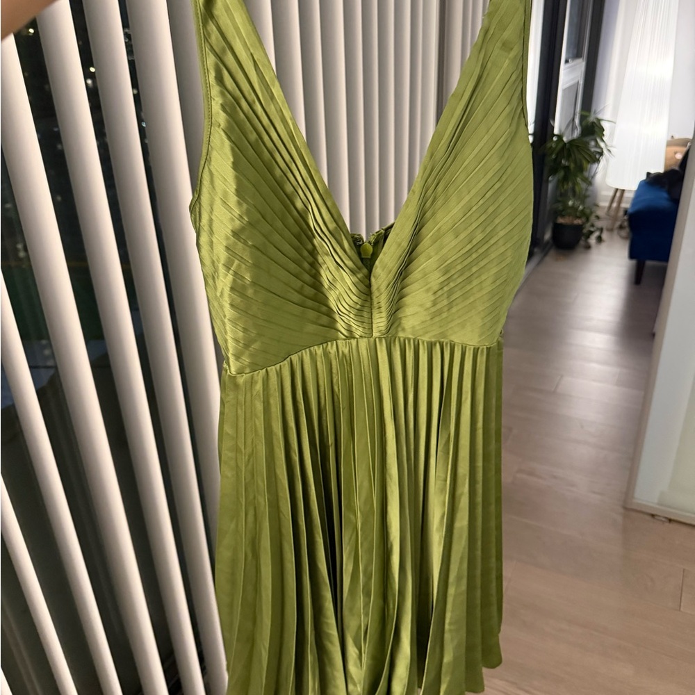 Abercrombie & Fitch Green Pleated Mini Dress